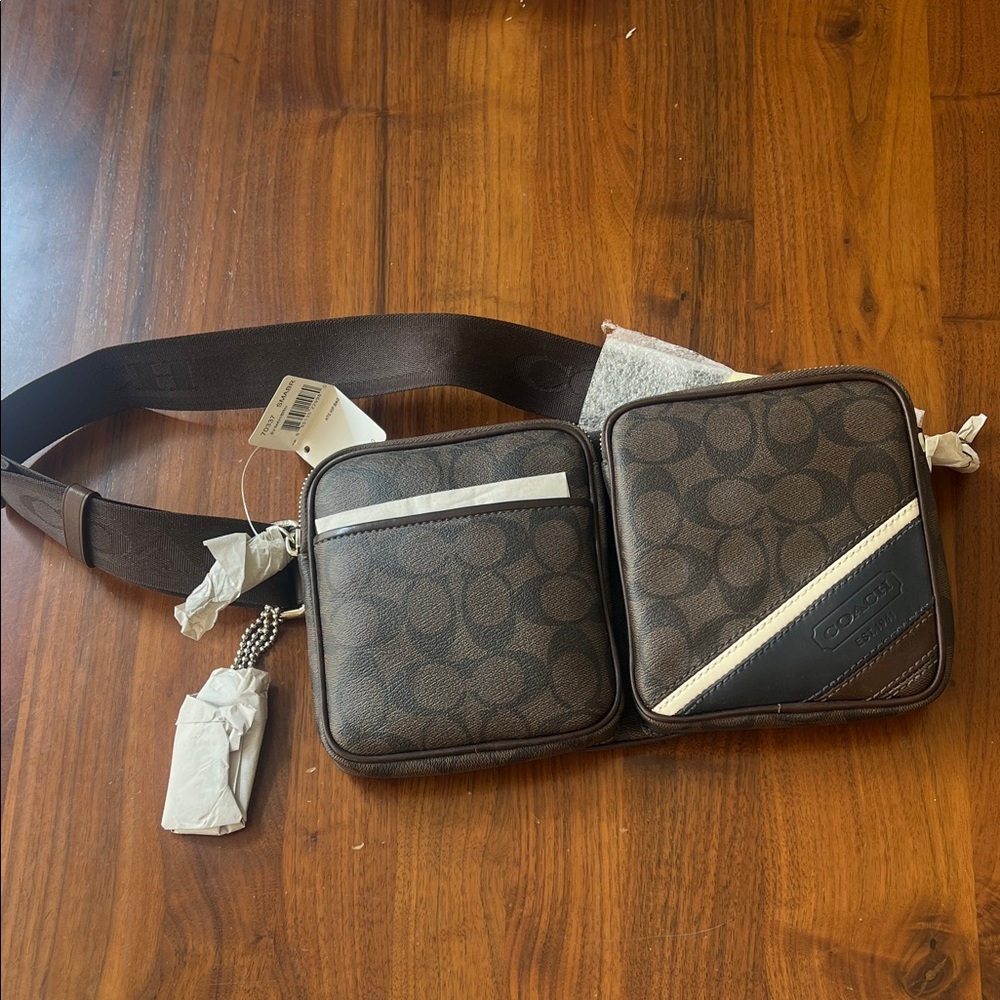 NWT Coach Brown and Black Belt Bag